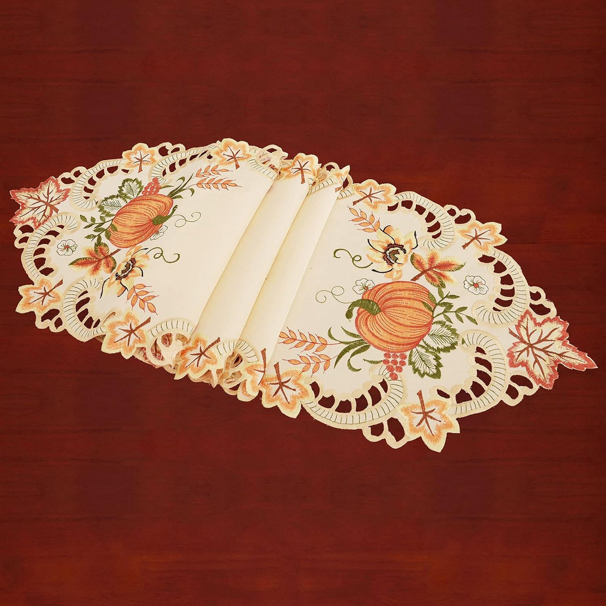 Simhomsen Large Embroidered Thanksgiving Harvest Pumpkins Table Runners for A...