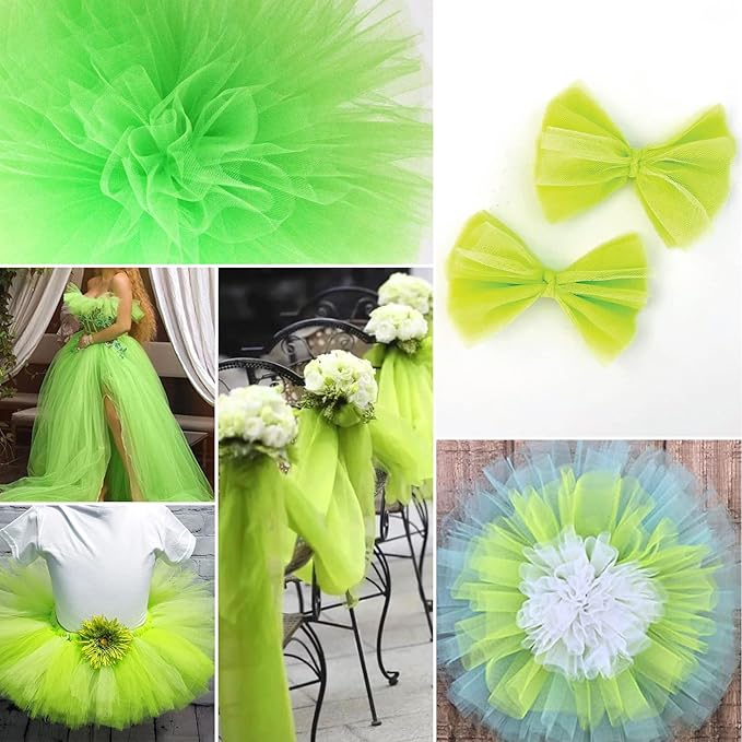 Lime Green Tulle Fabric Rolls 6 Inch by 100 Yards (300 feet) Fabric Spool Tulle Ribbon for DIY Tutu Bow Halloween Decorations Baby Shower Birthday Party Wedding Christmas Craft Supplies