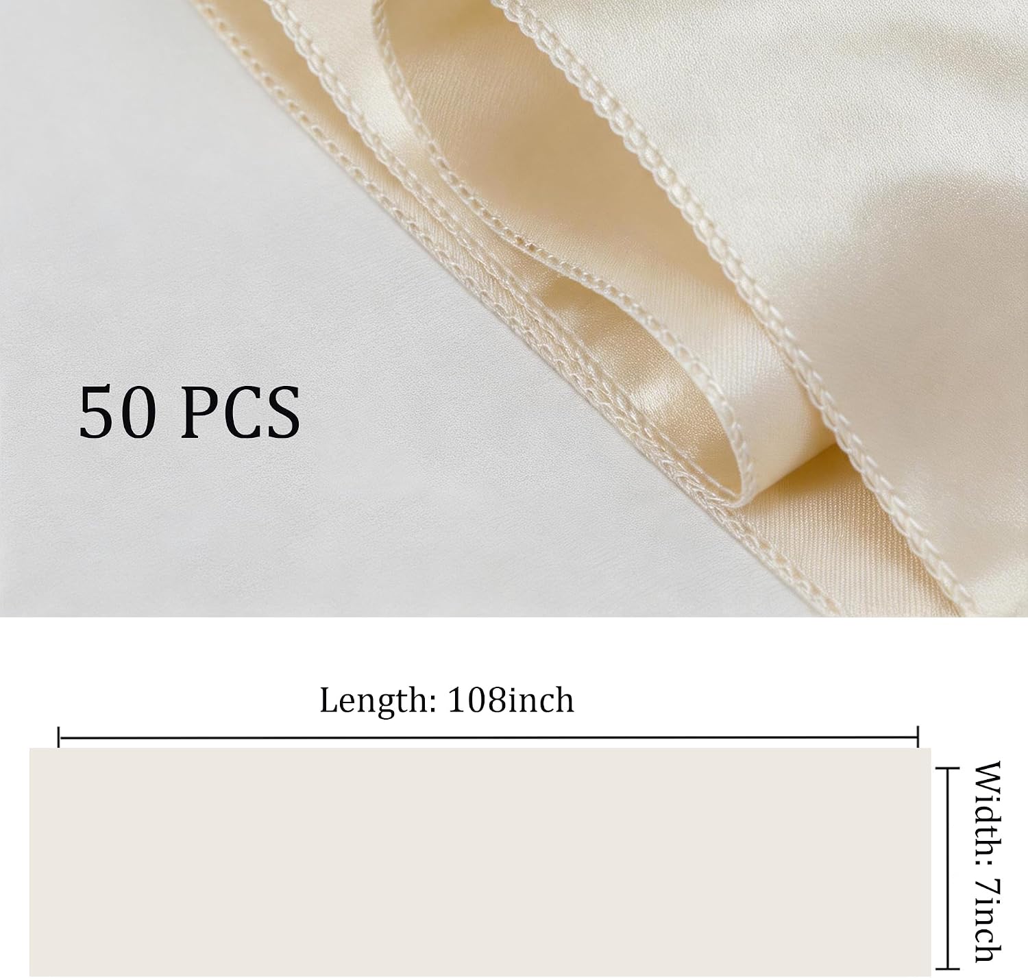 Satin Chair Sashes Bows 50 Pack Universal Polyester Chair Ribbons for Wedding Anniversary Retirement Party Birthday Engagement Banquet Graduation Outdoor Events Decor (Ivory, 50 pcs)