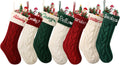 ELEGANTPARK Personalized Christmas Stockings 1 Pack Knit Christmas Stockings with Embroidered Names Red Green White Xmas Decoration for Fireplace Hanging Holiday Decoration for Family Kids 18 Inch