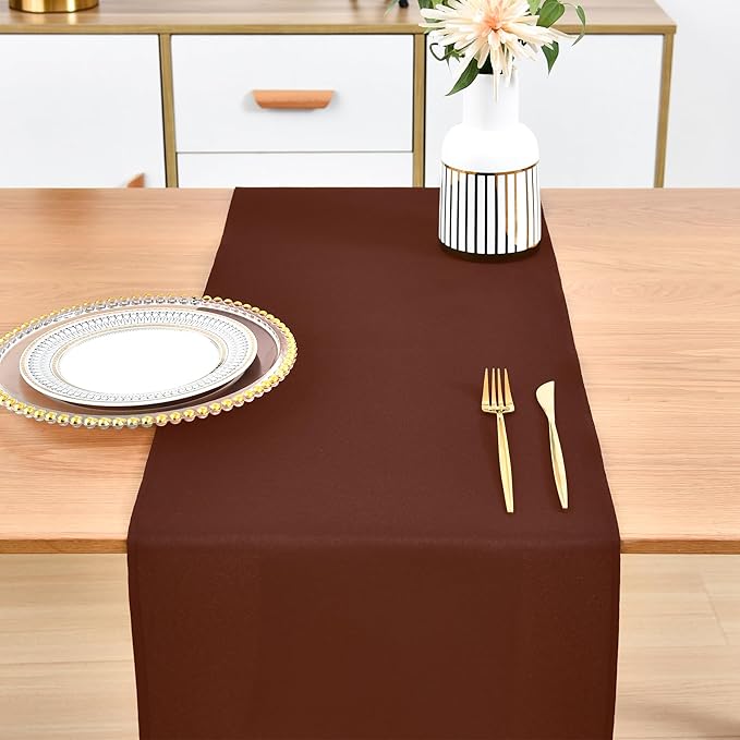 Farmhouse Chocolate Table Runner Dining Table Runners 90 Inches Long Coffee Table Runner for Dresser Living Room Bedroom Holiday Party Banquet 12X90 Inch