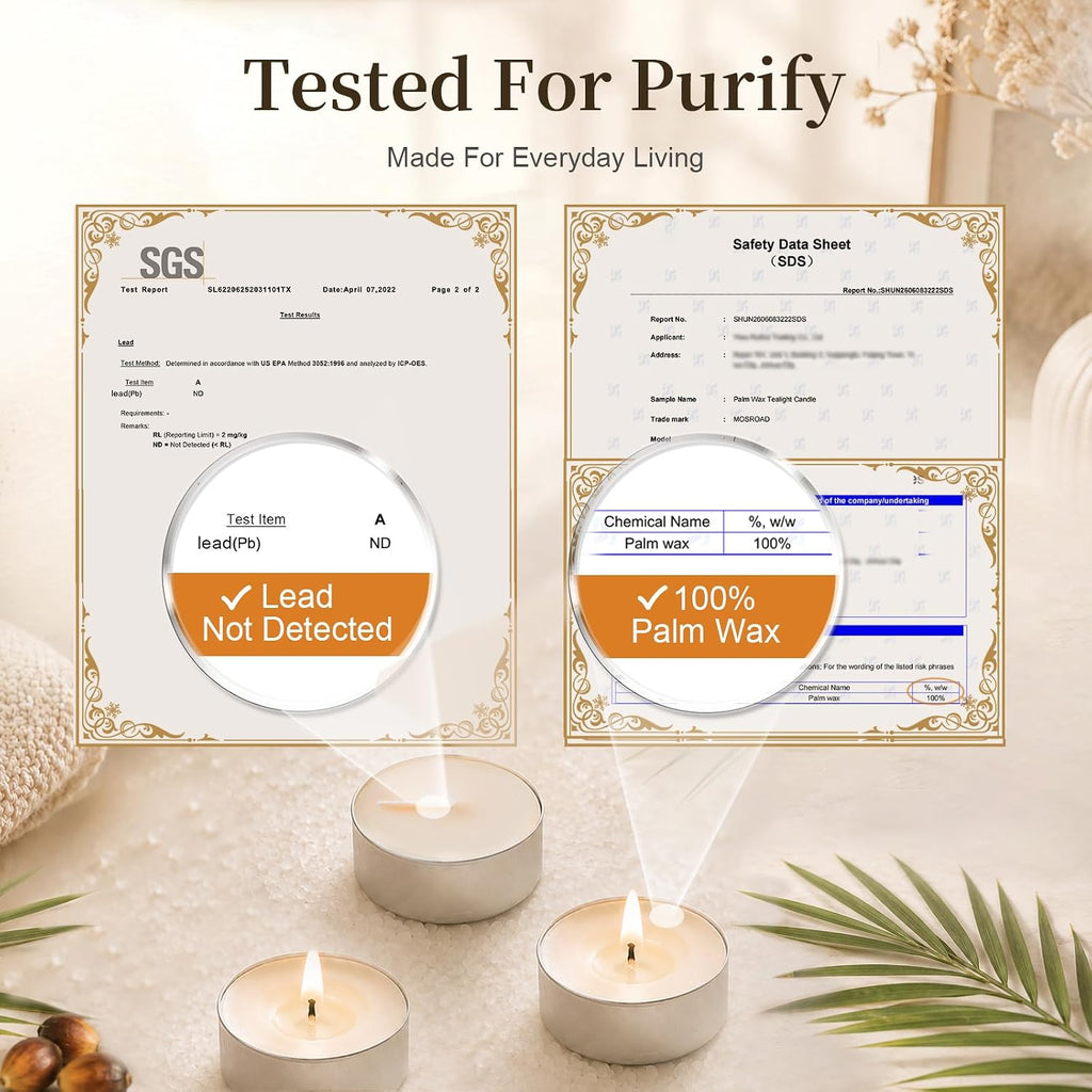 Tea Lights Candles 80 Pack, 4 Hour Palm Wax White Tealight Candle Bulk for Home, Natural Unscented Small Votive for Wax warmer, Smokeless and Dripless Tea Light for Wedding, Shabbat, Emergency