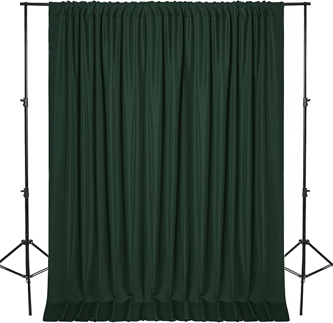 DWCN 10x7 FT Backdrop Curtains for Parties, Photography Backdrop Drapes with Rod Pockets for Wedding Decorations Stage Birthday Family Gatherings, 2 Panels 5ft x 7ft, Hunter Green