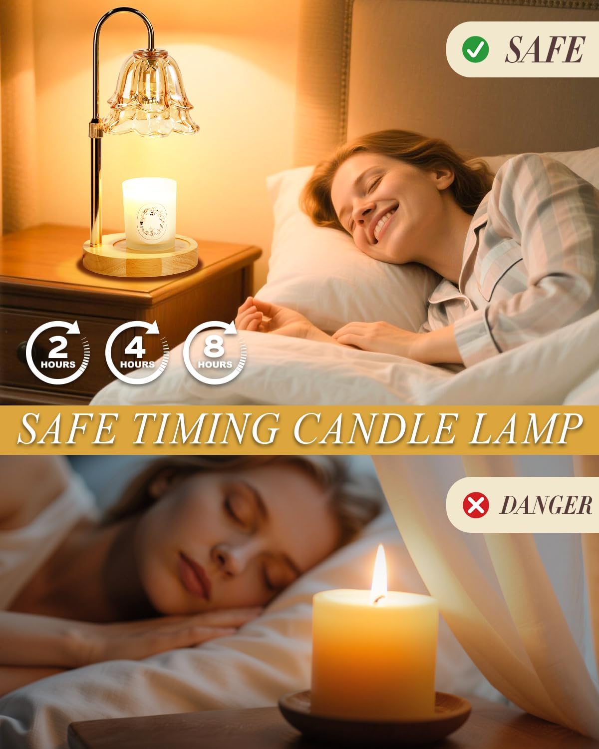Flower Candle Warmer Lamp with Timer Dimmable, Christmas Birthday Gifts for Women Mom, Candle Warming Light Height Adjustable, Wax Melt Warmer for Jar Scented Candles, Housewarming Candle Lamp