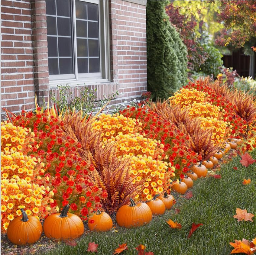 20 bundles artificial fall flowers for outdoors fall, package contents