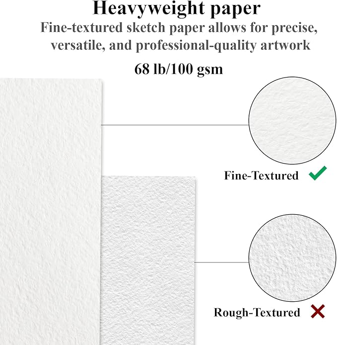 Fuxi Sketchbook 8.5x11, 100 Sheets Hard Cover Sketch Book 8.5" x 11", 68 lb/100gsm Drawing Pad Paper, Spiral Sketch Pad 8.5" x 11", Blank Sketchbook for Art Class, Artist Supplies for Adults