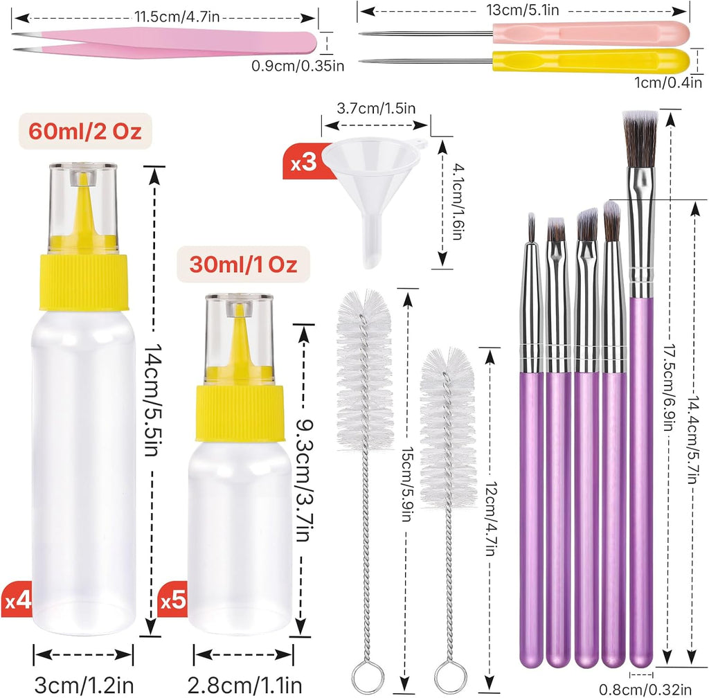 YGDZ Cookie Decorating Kit, Icing Bottle, Squeeze Writer Bottles (1 and 2 Ounce), Brush for Cake Decorating, Cookie Scribe Needle, Food Coloring Tools, Icing Cookie Supplies