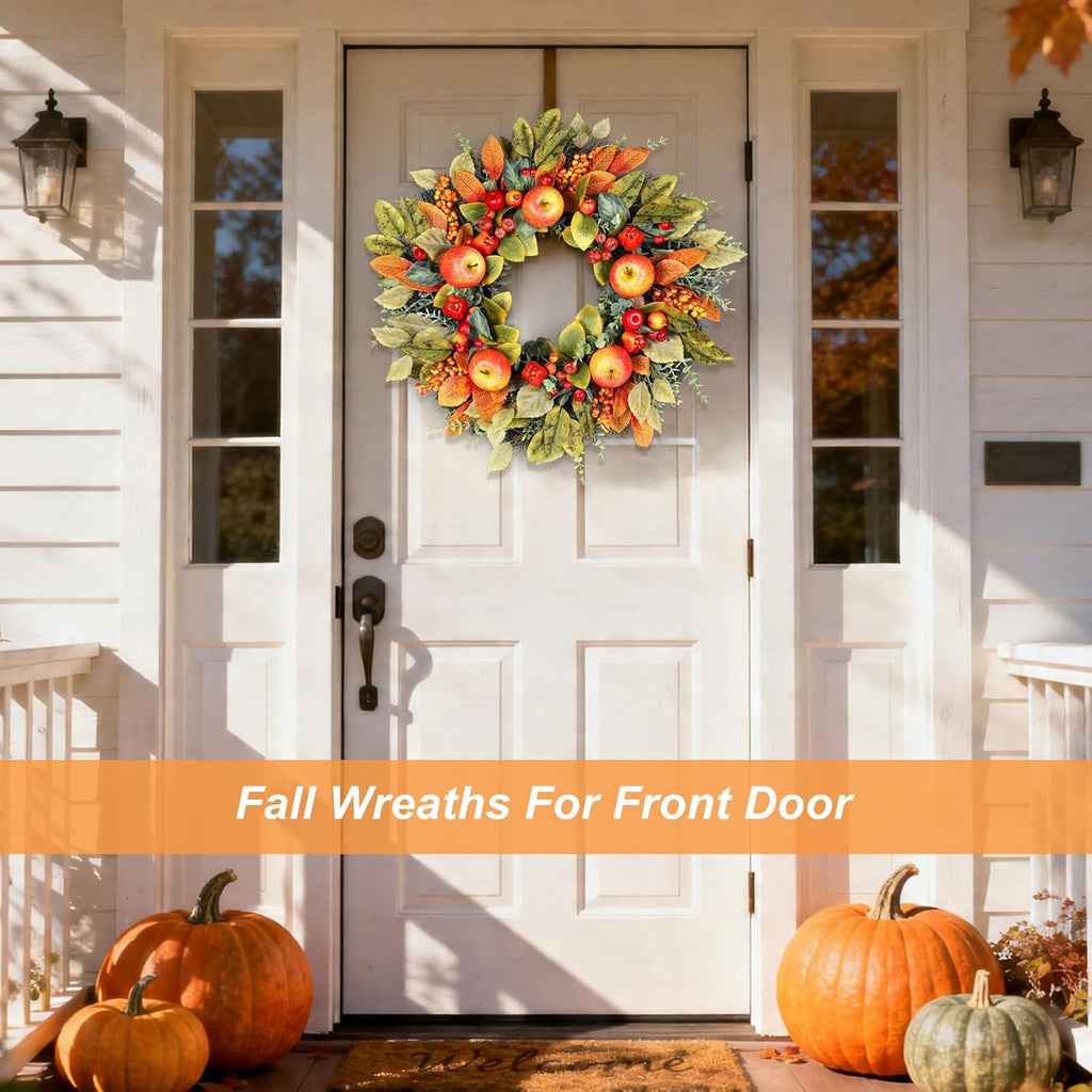 fall wreaths for front door 26 inch autumn, side view