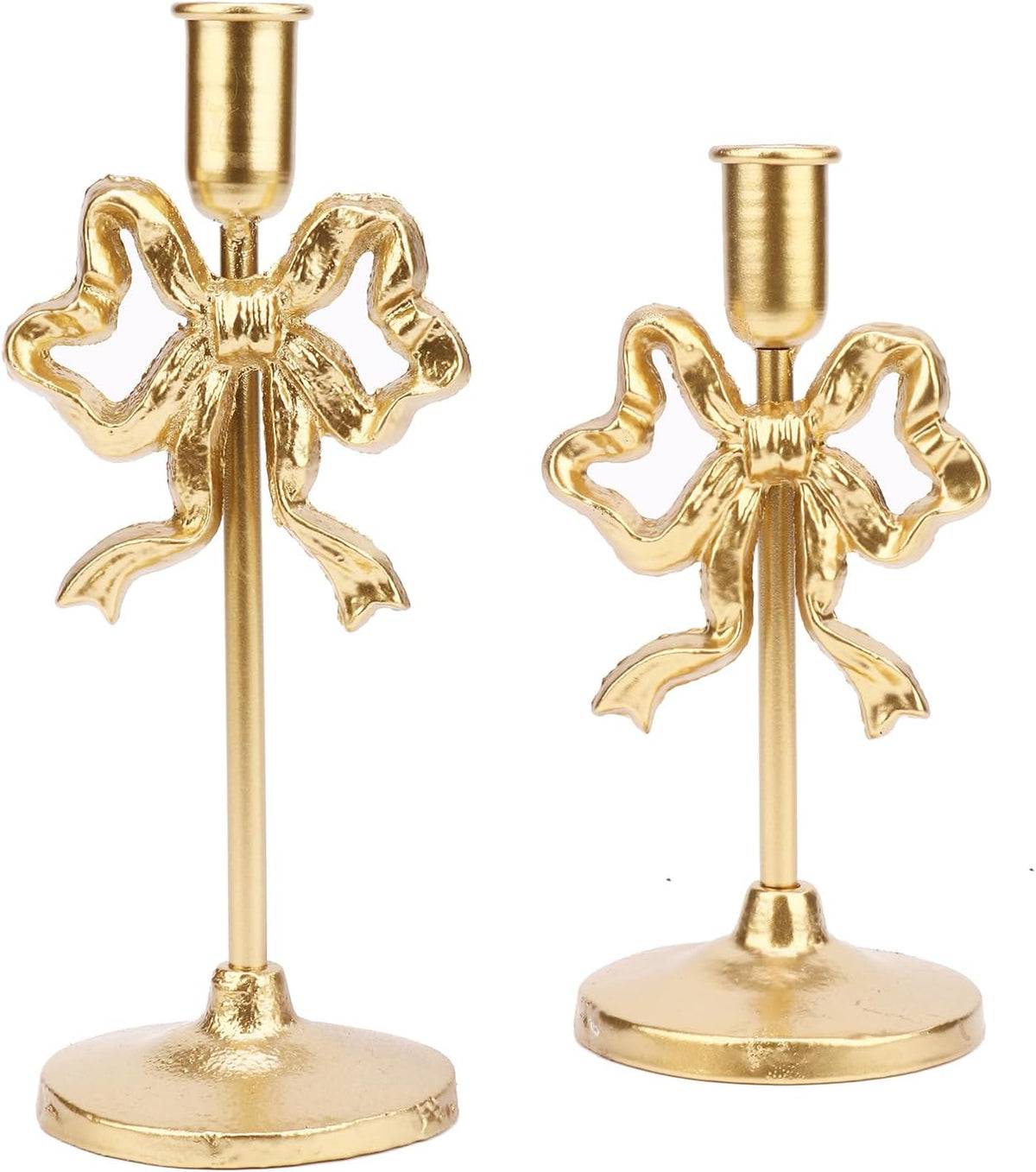 Gold Bow Tie Candle Holders, Vintage Brass Candlestick Holders for Pillar Can...