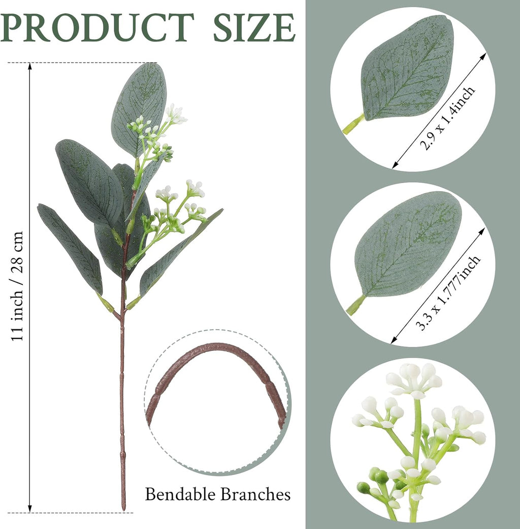 janinka 90 pcs artificial seeded eucalyptus stems mixed shown in use