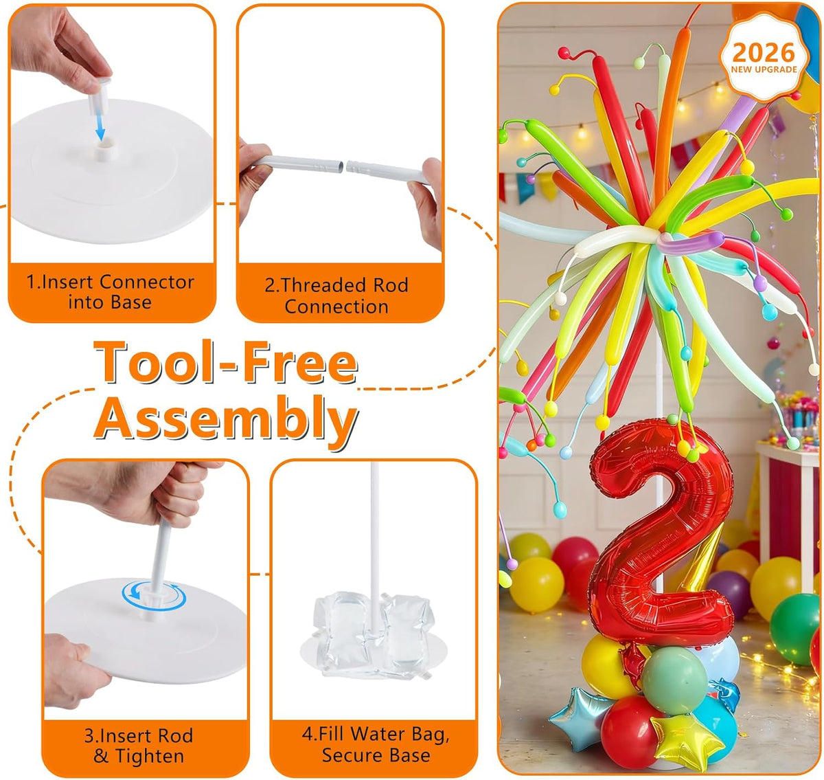 balloon column stand set of 4, adjustable balloon, side view