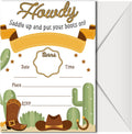Western Party Invitations with Envelopes - (Pack of 20) - Cowboy & Cowgirl Birthday invites for Boys, Girls, Toddlers, Children and More. Rodeo Wanted Party Supplies. Fill In Style.