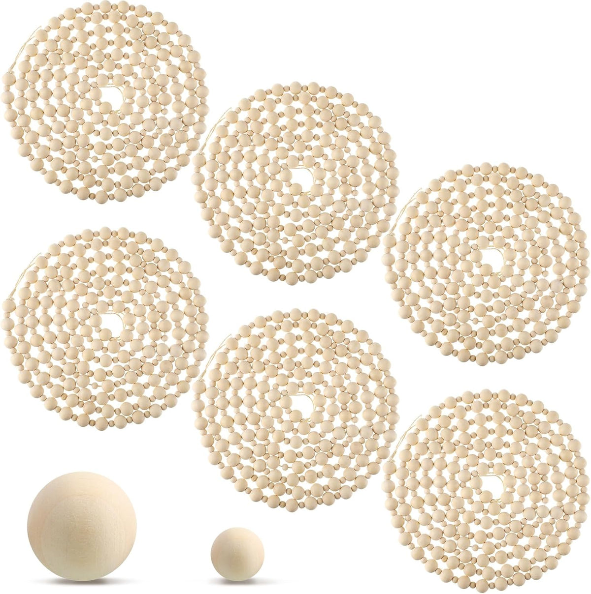 ceenna 6 pcs wooden bead garland 72 feet, main product view