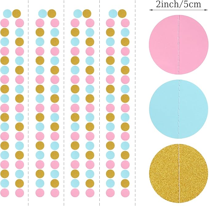 Blue Pink Gold Party-Decorations Gender-Reveal - 52Ft Paper Streamers Garland Hanging Decor Birthday Banner Ideas Event Party Supplies