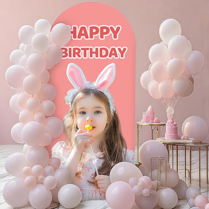 Custom Arch Cover - Personalized Arch Backdrop Covers with Photo Text for Baby Shower Wedding Holiday Birthday Graduation Party 4~7.2 FT (Arch)