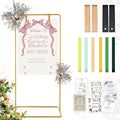 Wedding Sign Stand - Adjustable Wedding Sign W/Design Bundle & Leather Sign Hanging Straps, Durable Metal Easel Stand for Wedding Welcome Signs, Seating Charts, Ceremony & Reception Decor (Gold)