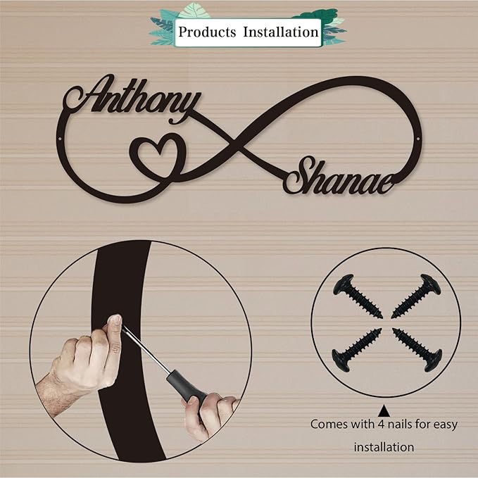 Personalized Infinity Symbol, Metal Love Sign, Custom Family Name Established Date, Metal Wall Art Decor, Valentine'S Day Gift For Her, Personalized Anniversary Wedding Engagement Gift For Couple