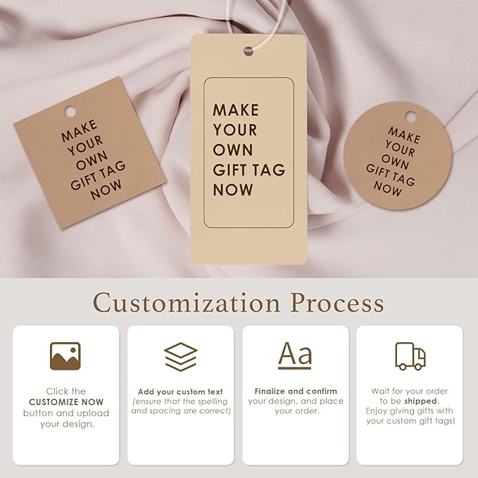 50-200 pcs Custom Hang Tags, Personalized Clothing Tags with Logo & Text, Custom Tag for Handmade Items, Business, Ideal for Apparel, Jewelry, Weddings, Mother's Day, Gift Label