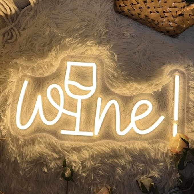 Acrylic Wine Neon Sign for Wall or Window Background Decor,LED Dimmable Bar Neon Decorative Cocktails Light Handmade Art Lamp for Home Pub Wedding Party Bar Studio,Warm White,5V USB Powered