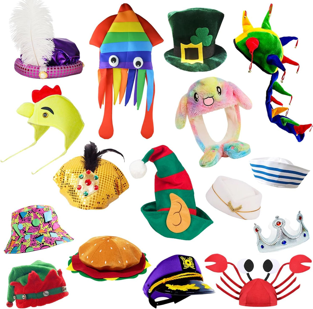 12 Assorted Funny Hats Crazy Party Hat Photo Booth Props for Adult