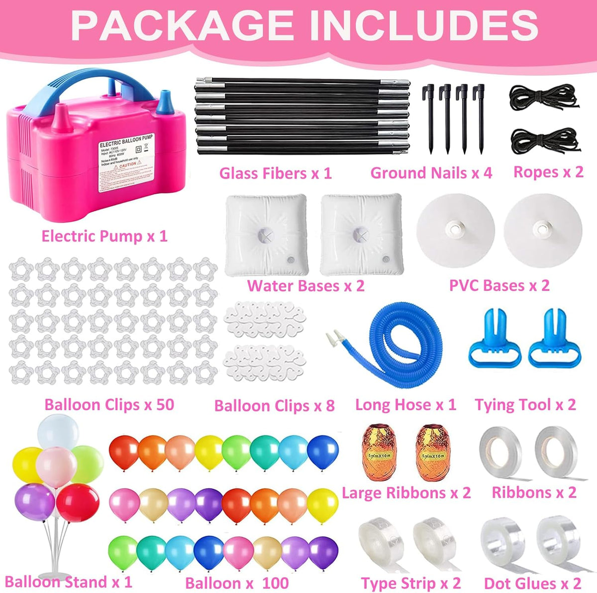 balloon arch kit and electric balloon pump for shown in use