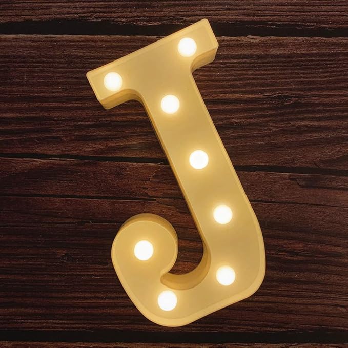 MUMUXI Marquee Light Up Letters | Large Light Up Numbers | Battery Powered and Bright with Every Letter of The Alphabet | for Wedding, Birthday, Party, Celebration, Christmas or Home Decoration (J)