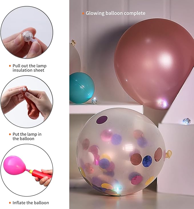 Aogist 100pcs Red Mini Lights with Hook,Long Standby Time Waterproof LED Balloon Light,Battery Powered,Ball Lamp for Balloon Paper Lantern Birthday Party Christmas Halloween (Matching Tag Rope)