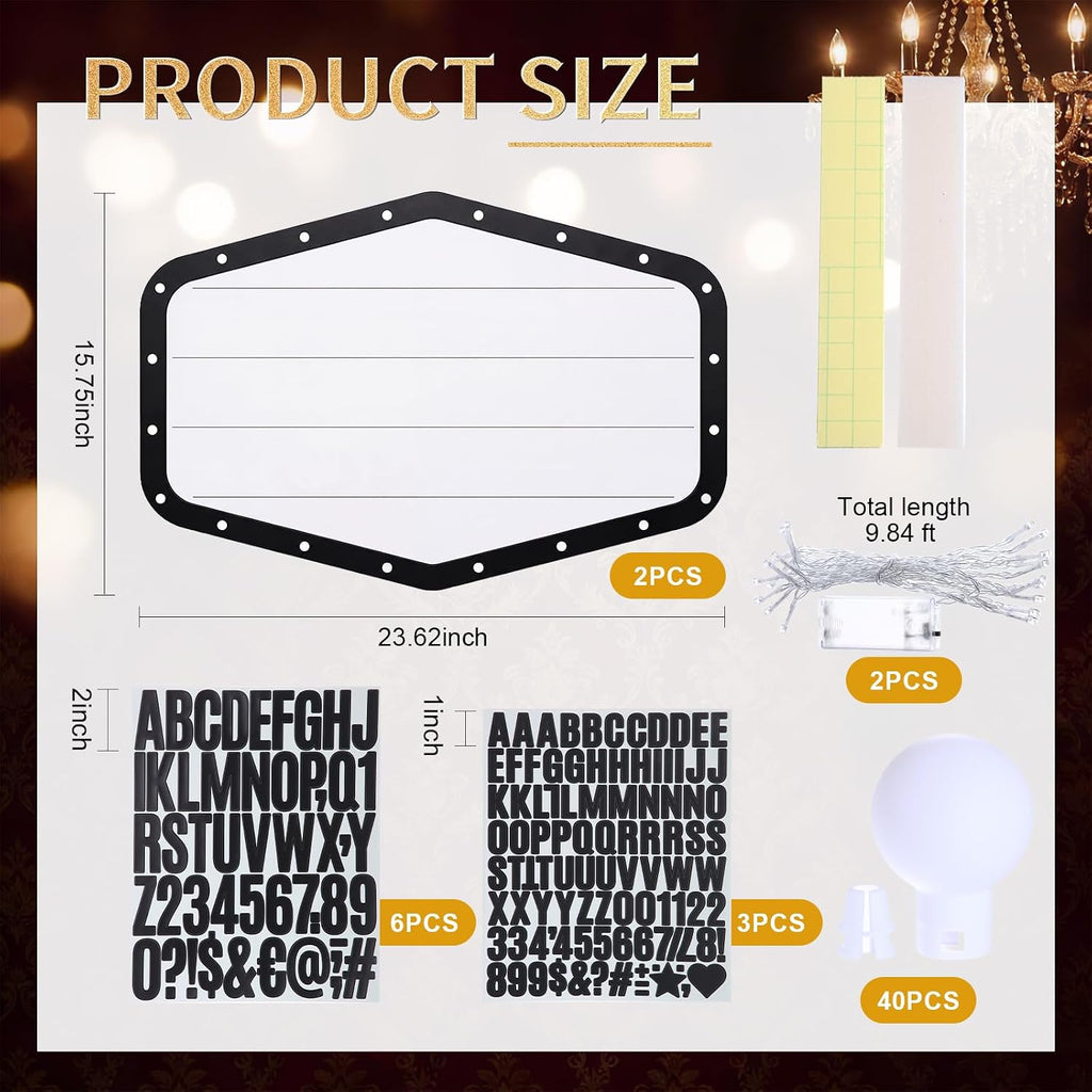 Aurelema 2 Pack 23.6'' LED Wedding Bottle Service Sign, Lighting Entrance Props for Bridal Party, Nightclub Reception Light up Signs with Letters Waterproof Engagement Banquet Birthday(Classic,Black)