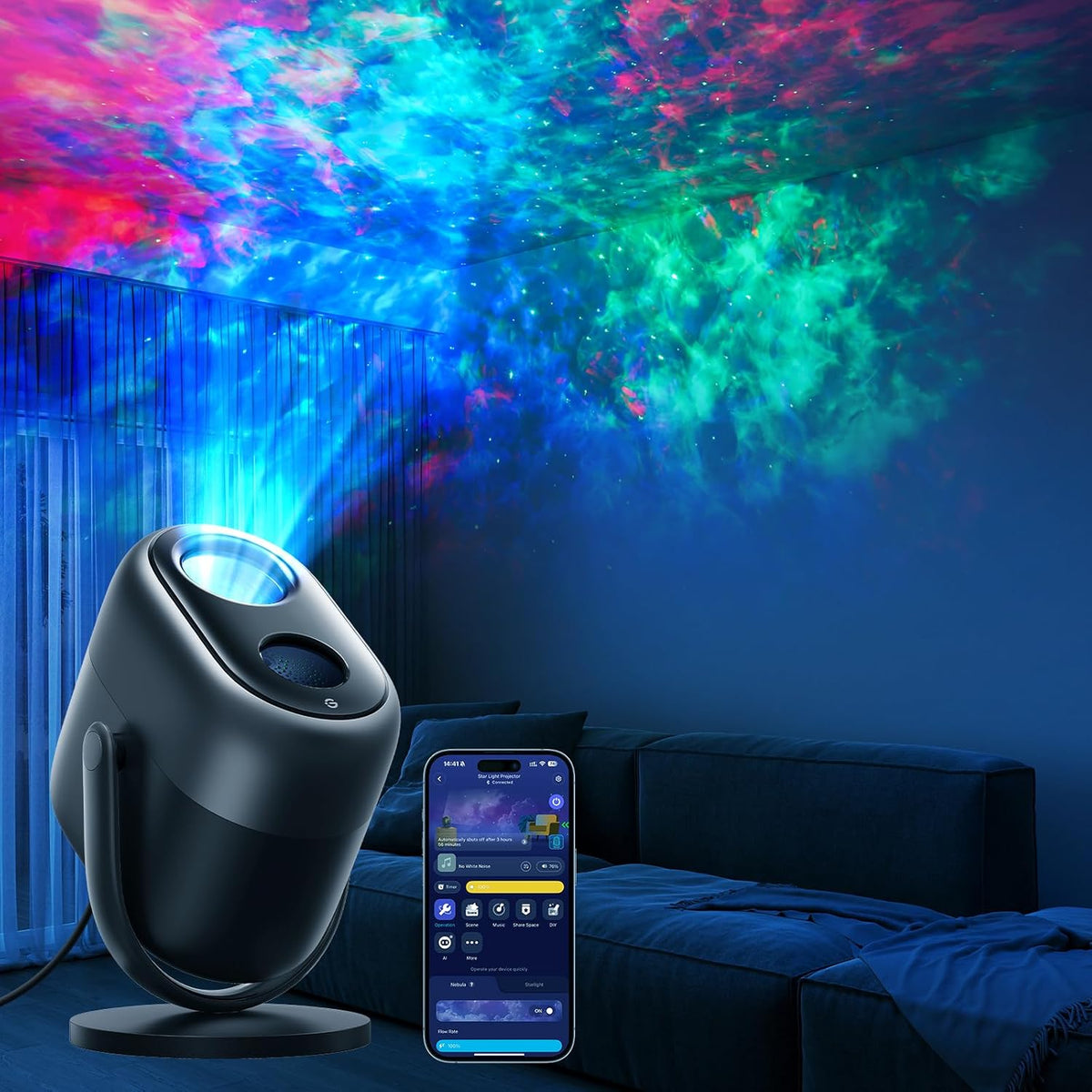 govee star projector lights, 7-zone nebula effect, compatible, main product view