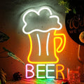 Beer Neon Sign Led Beer Signs Colorful Neon Lights for Wall Decor USB Powered 16.5’’X10.1’’Man Cave Bar Club Birthday Party Decor Kitchen Restaurant Neon Wall Signs