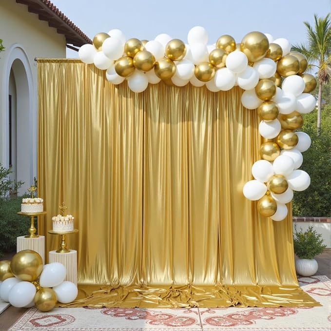 30ft x 10ft Gold Sequin Backdrop Curtain for Parties, Wrinkle Free Thick Glitter Photo Backdrop Drapes 6 Panels 5x10FT Back Drop Cloth Shiny Fabric for Wedding Birthday Photography Background