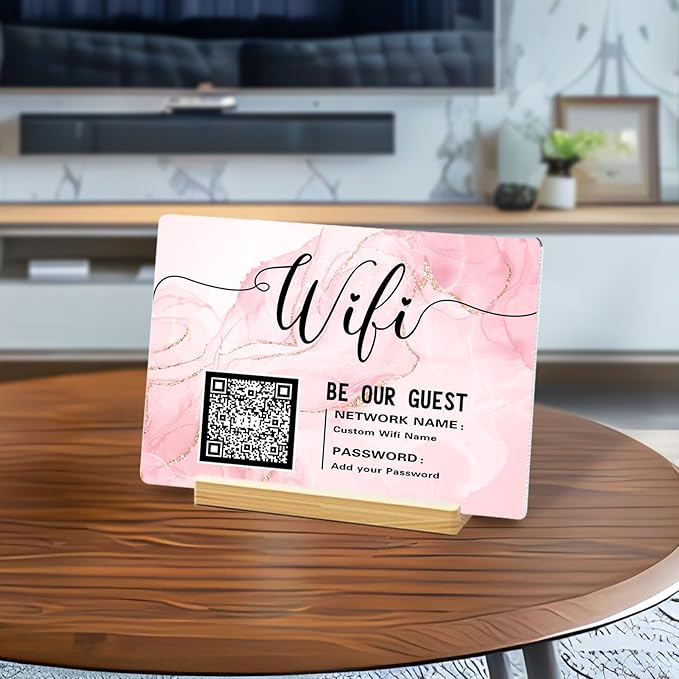 Personalized Custom Metal QR Code Sign Venmo Cashapp Scan to Pay with Stand Instagram Facebook Social Media QR Signs Bar Code QR Plaque Print for Business Salon Beauty Store Restaurant Wifi Sign (W2)