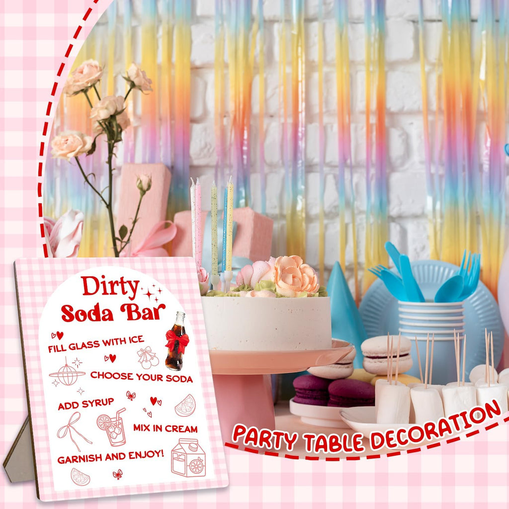Dirty Soda Bar Sign for Baby Shower, She's Ready To Pop Wooden Menu and Recipe Board, 8x10 Inch Pink Tabletop Welcome Sign, Beverage Setup Decor for Gender Reveal or Wedding Party