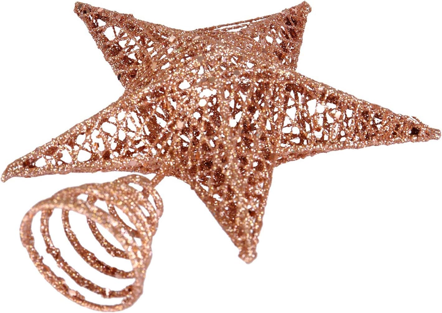 BinaryABC Christmas Tree Topper Star,Glittering Christmas Tree Decoration Ornaments,20cm (Rose Gold)
