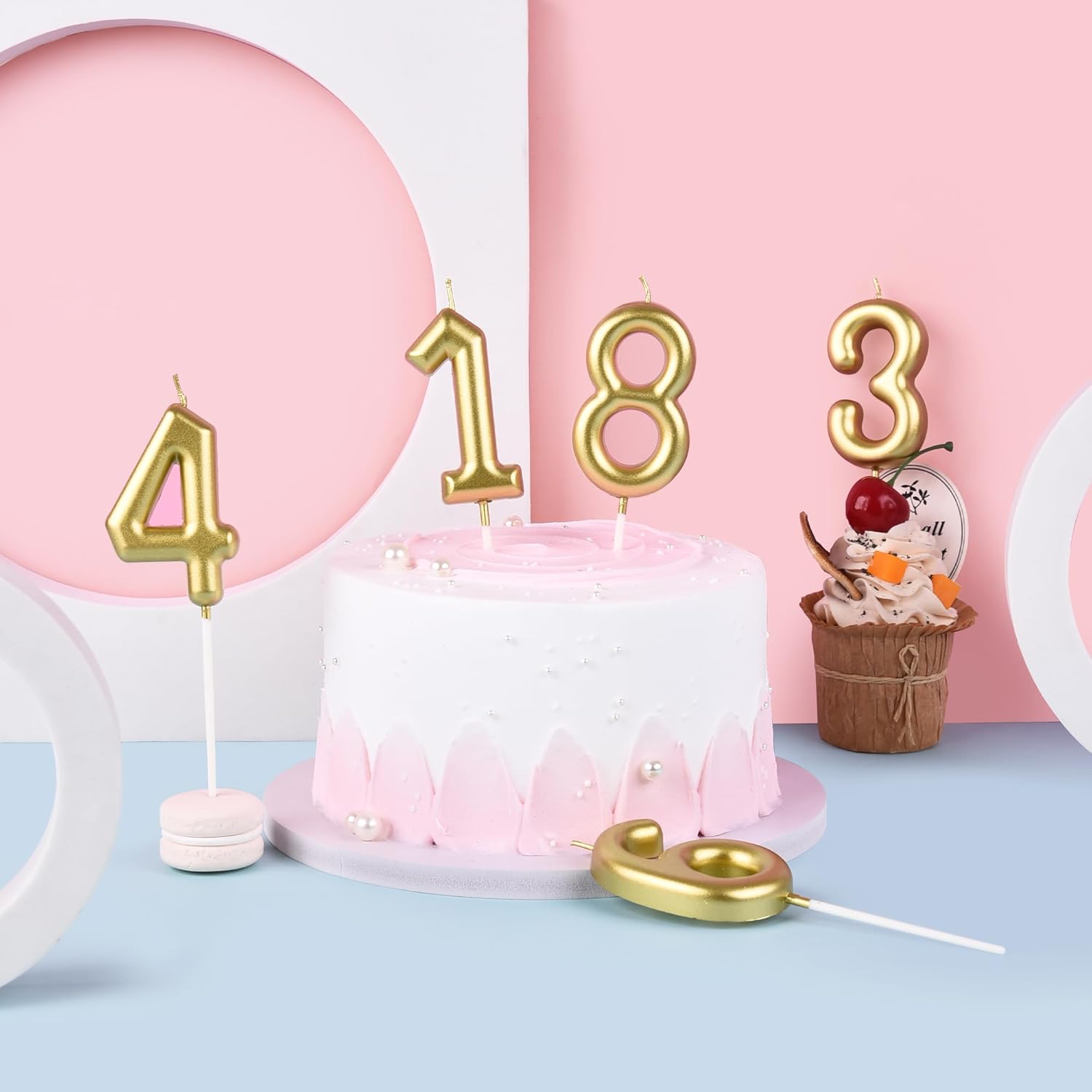 2.76 Inch Classical Gold 30 Number Birthday Candles, Gold and Cake Number Candles for Party Celebration