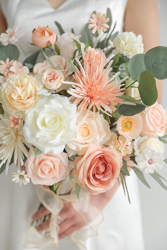 Serra Flora Artificial Flowers Combo Box Set Faux Flowers Bulk Flower Leaf with Stems Arrangements for DIY Wedding Bouquets Party Table Centerpieces Home Decorations Indoor Outdoor