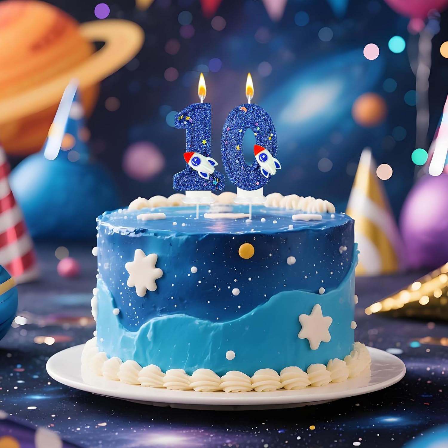 Astronaut Number 1 Birthday Candle for Cake - Space Universe Themed Cake Topper and Party Decoration for Boys, Sparkler for Anniversary Celebrations (Number 1)