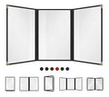 Goodsmart Restaurant Menu Covers – 25 Pack Black 6-View Trifold 8.5" x 14", Side-Loading Vinyl & Plastic Menu Holders, Clear Menu Sleeves, Leather-Style Café Covers with Gold Corners