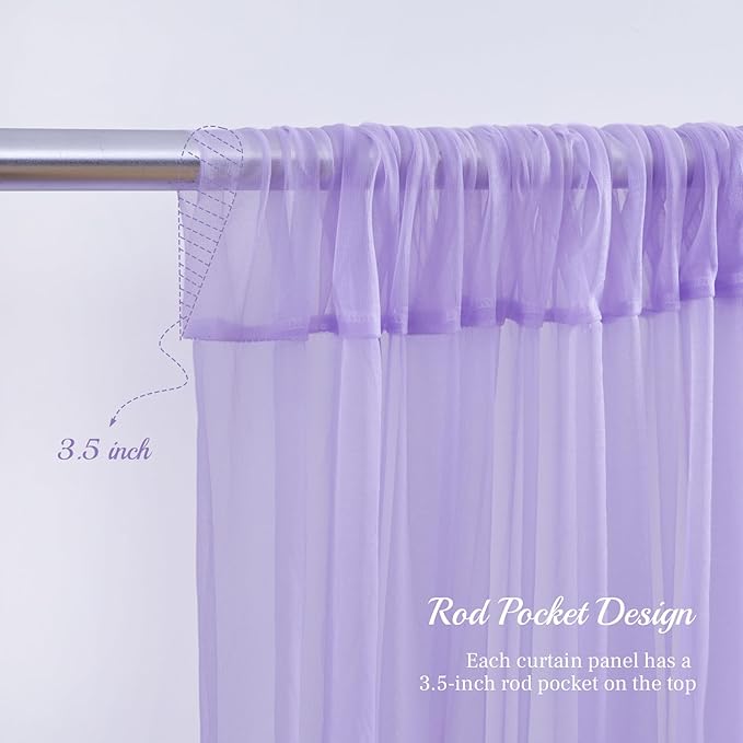 PARTISKY 20ft X 10ft Purple Tulle Backdrop Curtain for Parites, Sheer Backdrop Curtains Fabric Drapes for Wedding Ceremony Arch Party Stage Decorations