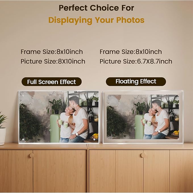 JOHOUSE 2 Pack 8 x 10 Acrylic Picture Frames, Double Sided Magnetic Photo Certificate Frames Self Standing Frameless Transparent for Desktop Display
