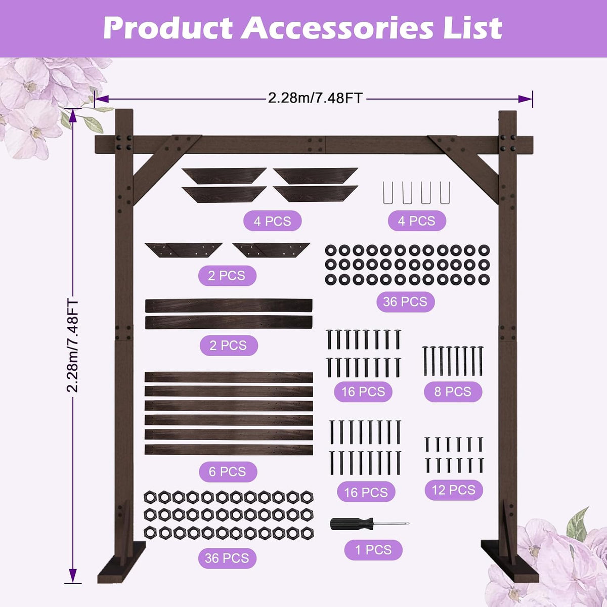 7.48 FT Wooden Arch Square Wood Wedding Arches for Ceremony Wooden Arbor for ...
