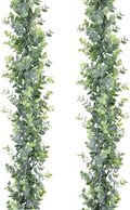 DearHouse Faux Eucalyptus Garland Plant, 2 Pack Artificial Vines Hanging Eucalyptus Leaves Greenery Garland for Wedding Backdrop Arch Wall Decor, 6 Feet/pcs UV Protected Indoor Outdoor