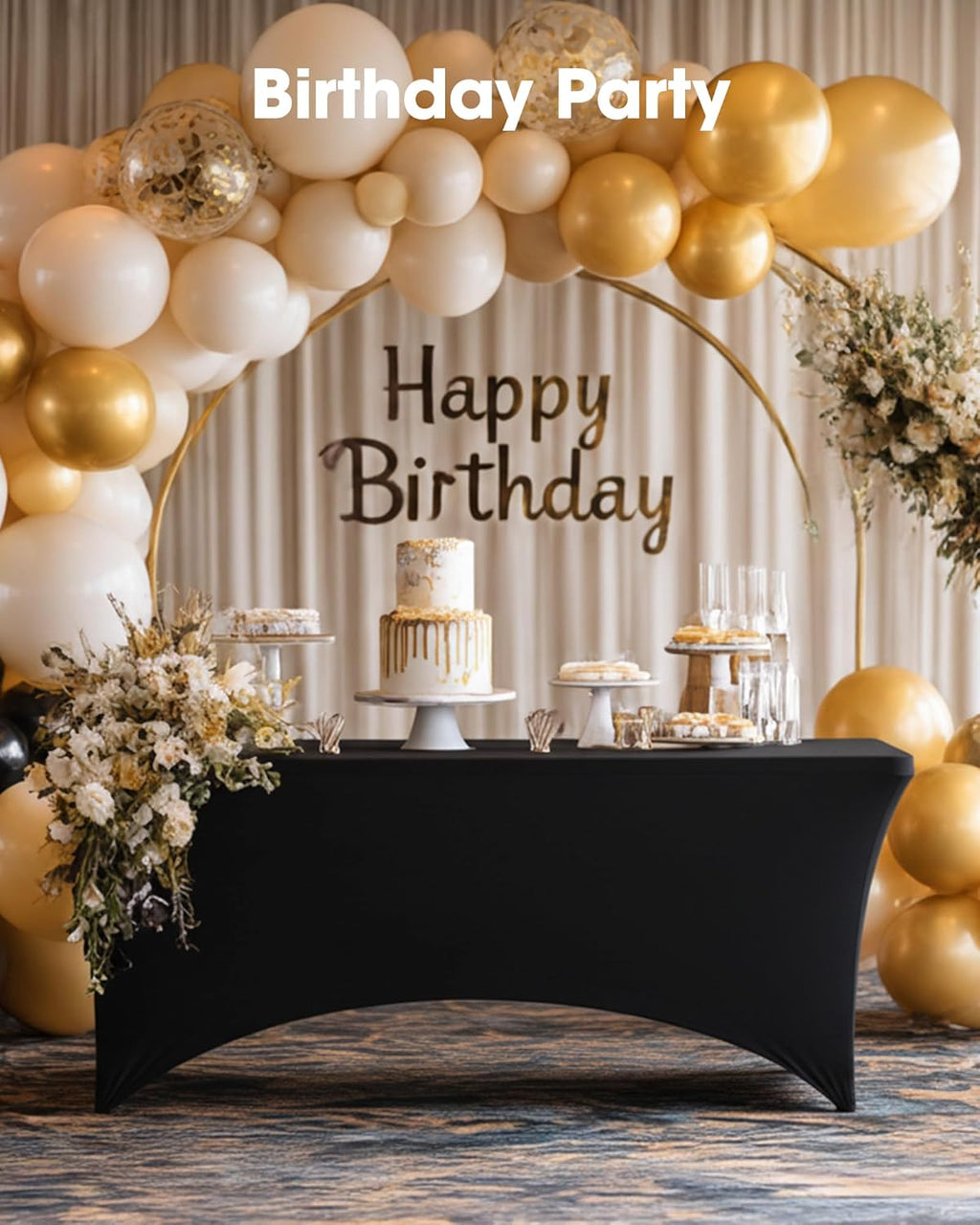 Pureegg Spandex Tablecloth 6ft - 2 Pack, Fitted and Tight Cloth for Rectangle Table, Wrinkle-Free and Stretch Table Cover for Party, Wedding, Banquet and Birthday, Black