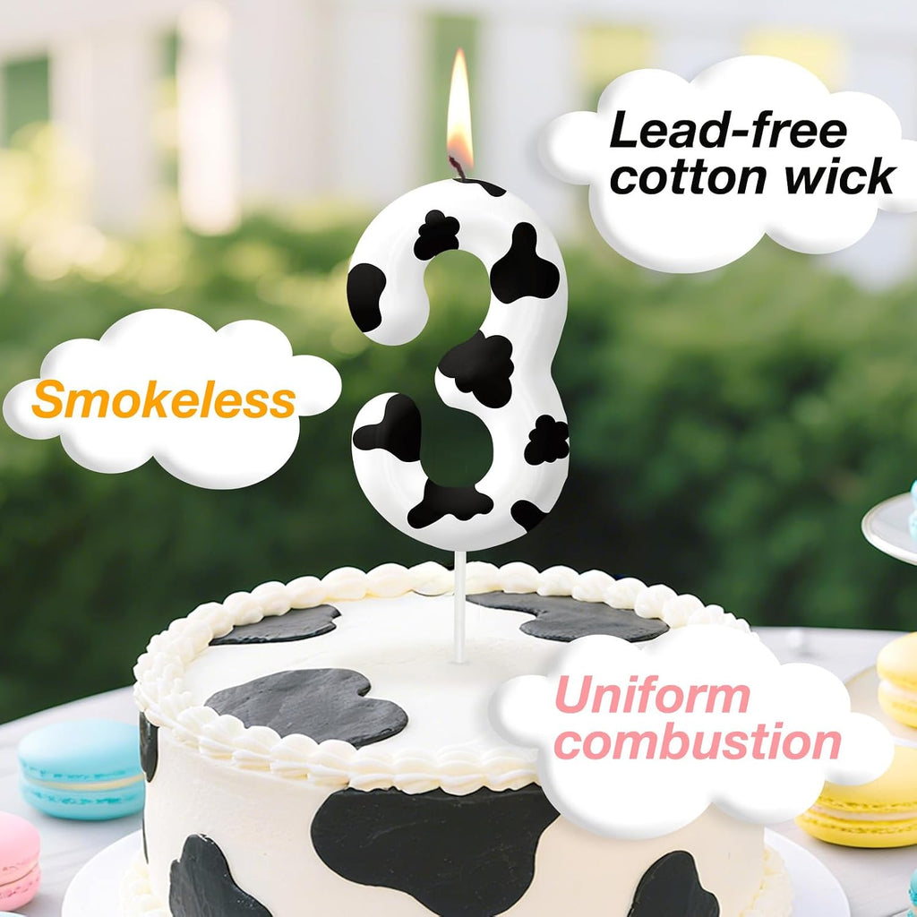 Cow Birthday Candles, 2.4 inch Cake Topper Decor, Number 1 Candles Birthday Decorations, Anniversary Party Cake Decorations Party Supplies