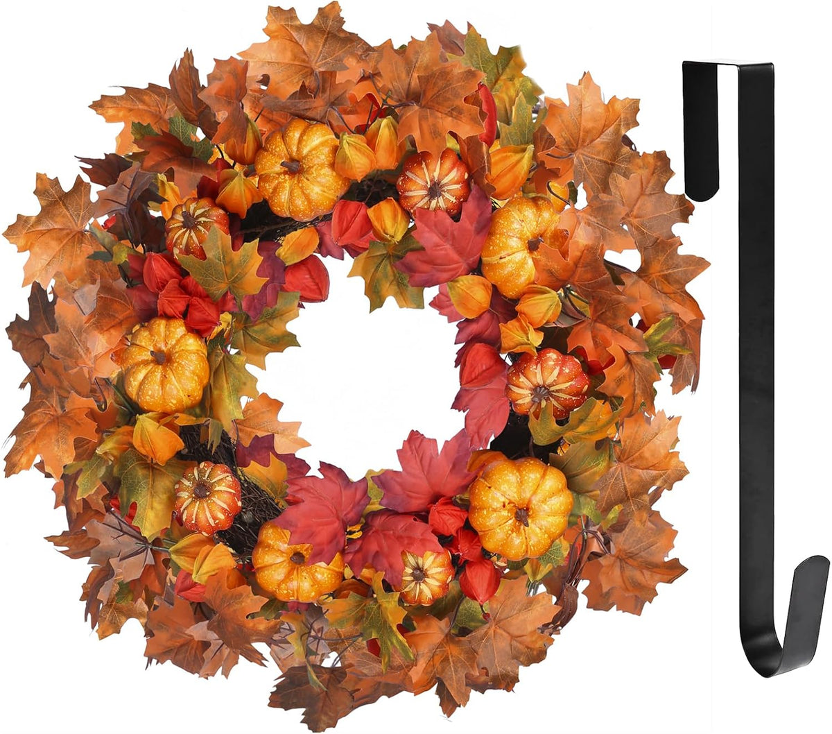 thanksgiving fall wreath for front door 24 inch, main product view