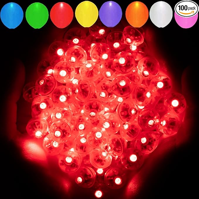 Aogist 100pcs Red Balloon Lights,Long Standby Time Waterproof Mini Light,Battery Powered,Round LED Ball Lamp for Latex Balloon Paper Lantern Birthday Christmas Halloween Party Decorative