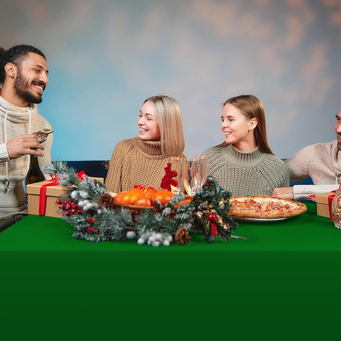 MASHAN 12 Pack Christmas Tablecloth Bulk, Red White Green Disposable Tablecloths, Rectangle Italy Theme Table Covers for Christmas Family Gathering Dining and Italian Party Decoration,54 x 108 Inch