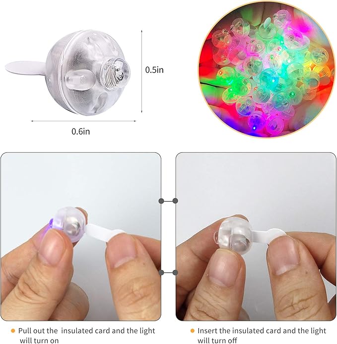 Aogist 100pcs 10-Colors Mini Lights,Long Standby Time Waterproof LED Balloon Light,Battery Powered,Ball Lamp for Balloon Paper Lantern Birthday Party Christmas Halloween