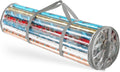 Hearth & Harbor Wrapping Paper Storage Container - Clear Wrapping Paper Holder Fits Up To 14 Rolls of 40" - Tear Proof Gift Wrap Organizer - Premium Bag for Easy Carrying, Silver