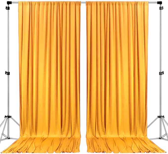 AK TRADING CO. 10 feet x 8 feet IFR Polyester Backdrop Drapes Curtains Panels with Rod Pockets - Wedding Ceremony Party Home Window Decorations - Marigold